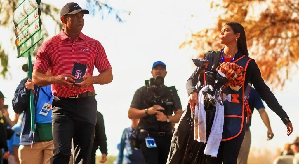 Tiger Woods with his daughter Sam Woods