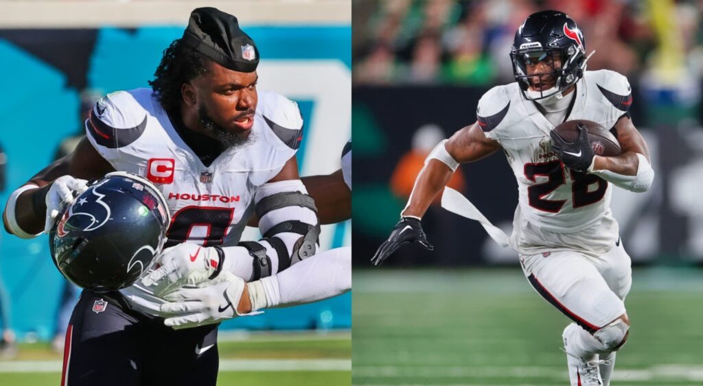 Joe Mixon and Azeez Al-Shaair in uniform