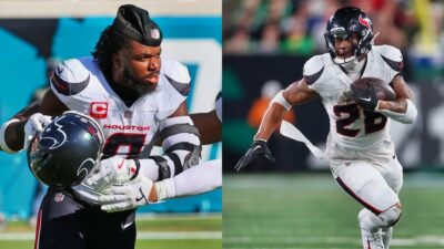 Joe Mixon and Azeez Al-Shaair in uniform