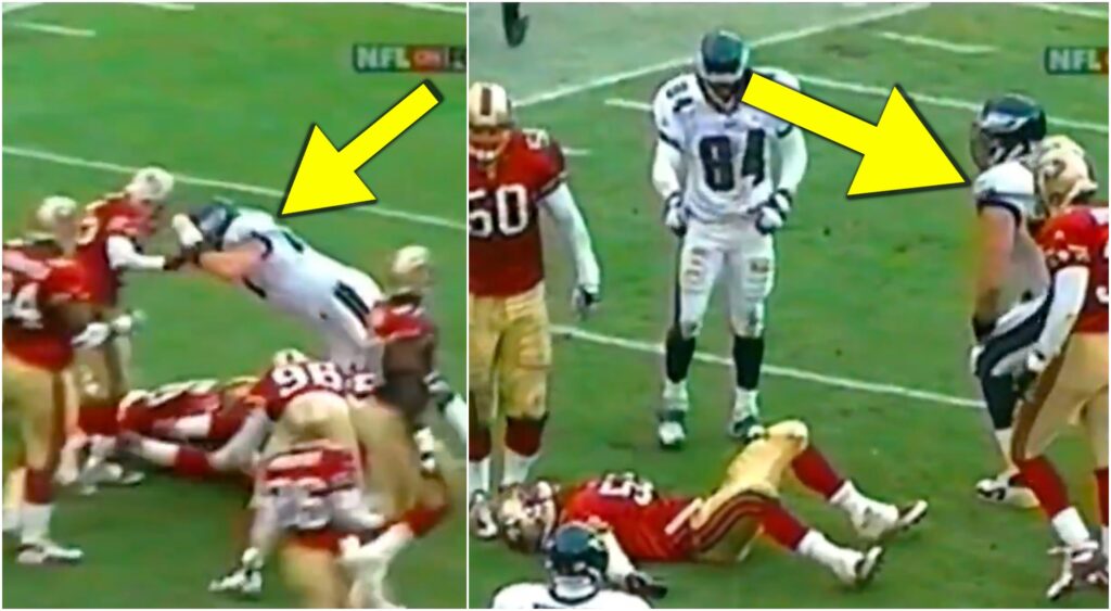 Jon Runyan laying a cheapshot on a 49ers player.