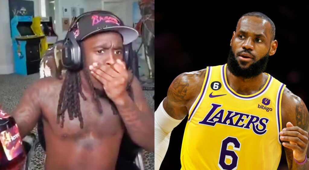 Kai Cenat and LeBron James of the Los Angeles Lakers