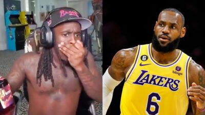 Kai Cenat and LeBron James of the Los Angeles Lakers