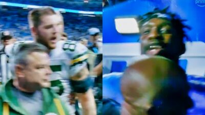 Lions and Packers players in tunnel