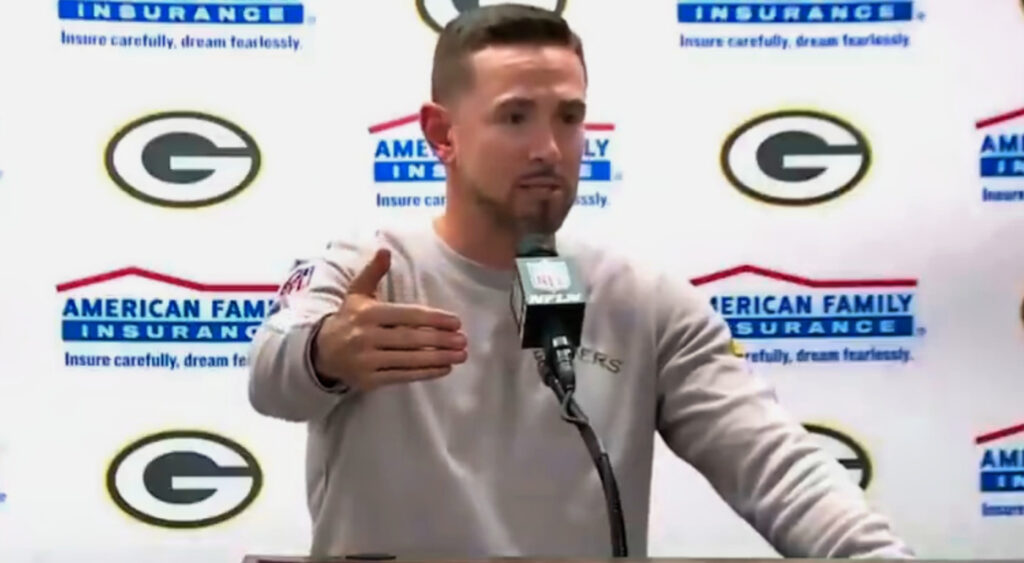 Matt LaFleur speaking to reporters