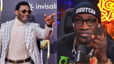 Photos of Michael Irvin and Shannon Sharpe pointing