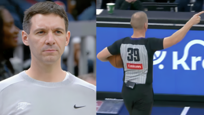 Mark Daigneault and NBA referee