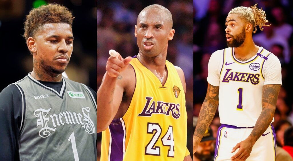 Nick Young, Kobe Bryant, and D'Angelo Russell