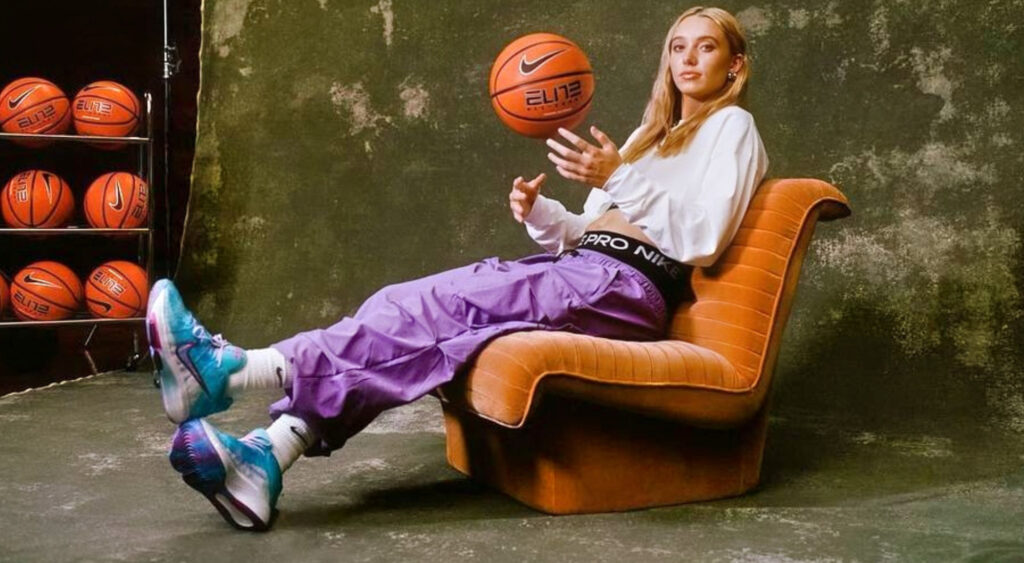 Paige Buckers throwing a basketball