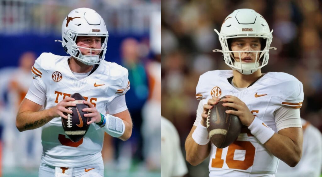 Quinn Ewers and Arch Manning in Texas uniform