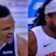 Russell Westbrook and Isaiah Stewart trash talking during the Nuggets vs. Pistons game