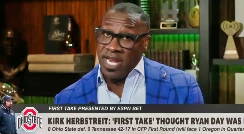 Shannon Sharpe speaking on 'First Take'