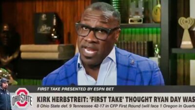 Shannon Sharpe speaking on 'First Take'