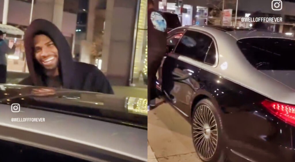 Photos of Shedeur Sanders and Jordan Seaton entering a Maybach