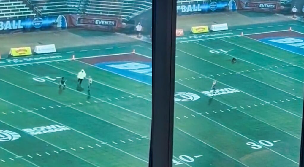 Streaker on field during rain delay