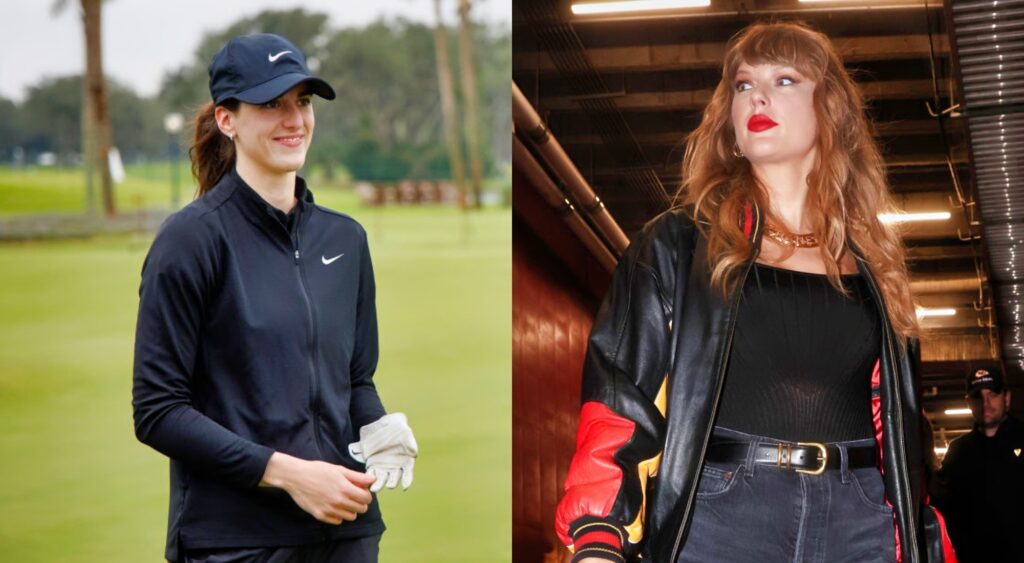 Taylor Swift at Arrowhead stadium and Caitlin Clark on golf course