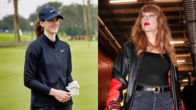 Taylor Swift at Arrowhead stadium and Caitlin Clark on golf course