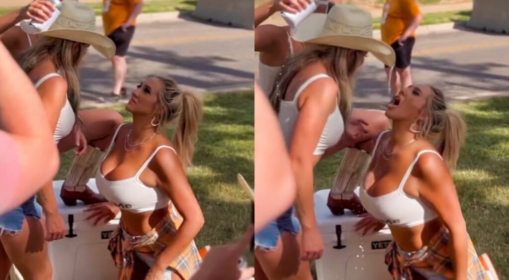 Photos of Tennessee Vols fans playing drinking game Tennessee Vols fans (Photos via @TotalProSports/X)