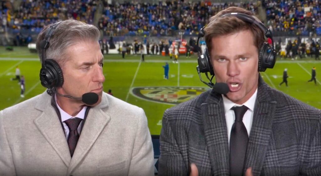 Tom Brady in broadcast booth