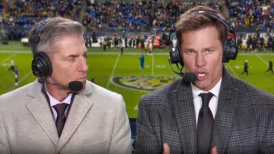 Tom Brady in broadcast booth