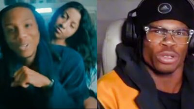 Photo of Travis Hunter's GF in music video and photo of Travis Hunter streaming