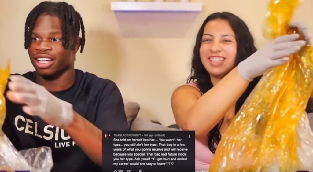 Travis Hunter and Fiancee during YouTube video