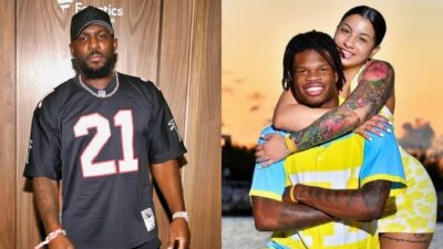 Dez Bryant posing, Travis Hunter and Leanna posing