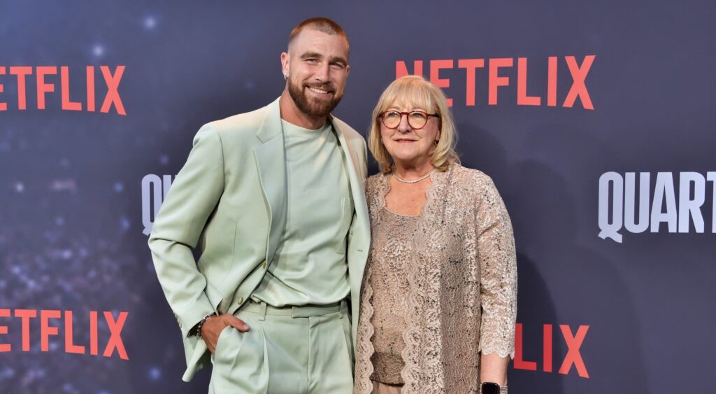 Travis and Donna Kelce at a Netflix premiere