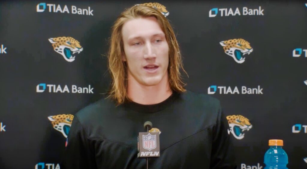 Trevor Lawrence at a press conference.