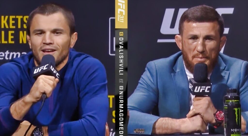 Confrontation between Merab Dvalishvili and Umar Nurmagomedov