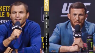 Confrontation between Merab Dvalishvili and Umar Nurmagomedov