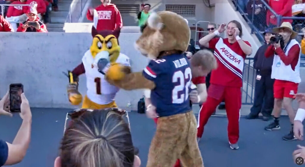 VIDEO: Arizona & Arizona State Mascots Got Into Massive Fight On Sidelines That Had Cheerleaders Jumping Between Them