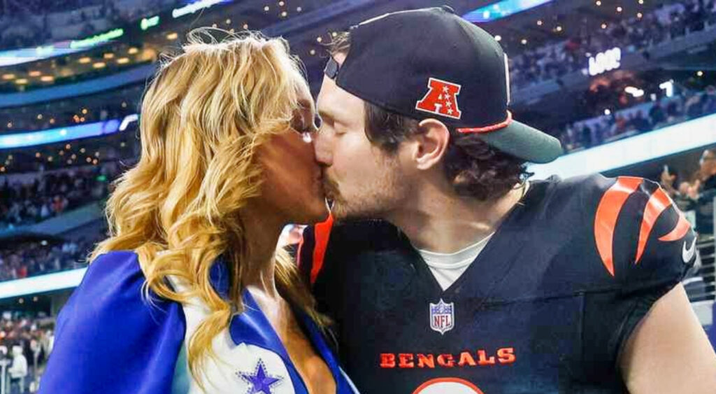 VIDEO: Dallas Cowboys Cheerleader Landed A Huge Kiss On The Lips of A Cincinnati Bengals Player After MNF