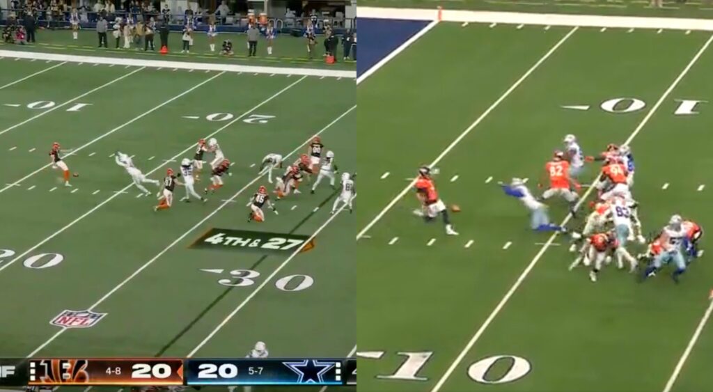 Cowboys blocking punts vs Bengals and Broncos.