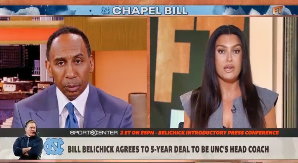 Stephen A. Smith and Molly Qerim speaking on ESPN.