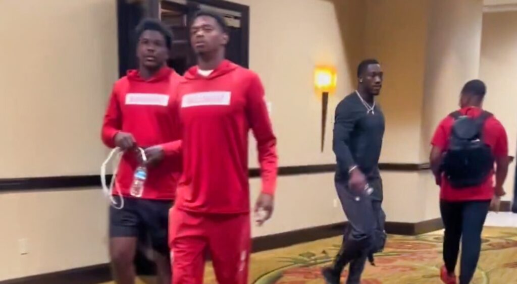 Tampa Bay Buccaneers players at hotel.