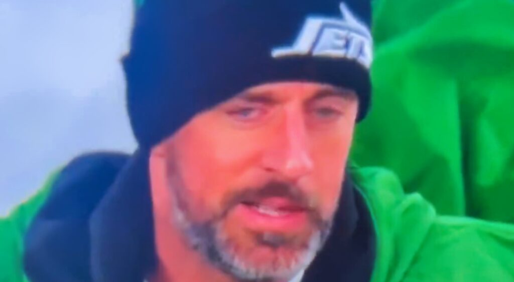 Aaron Rodgers in Jets beanie