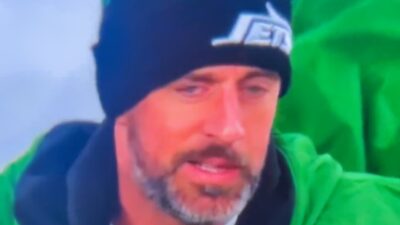 Aaron Rodgers in Jets beanie