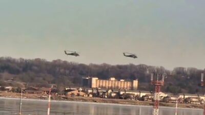 Black Hawk helicopters flying