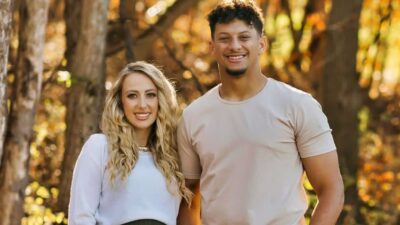 Brittany and Patrick Mahomes smiling