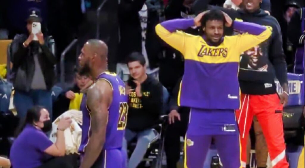 Bronny James Couldn't Believe His Eyes As LeBron James Hits A Monster Poster Dunk Off The Alley-Oop From Austin Reaves