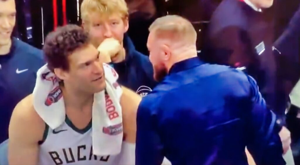 Brook Lopez and Conor McGregor sizing up