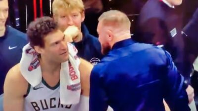 Brook Lopez and Conor McGregor sizing up