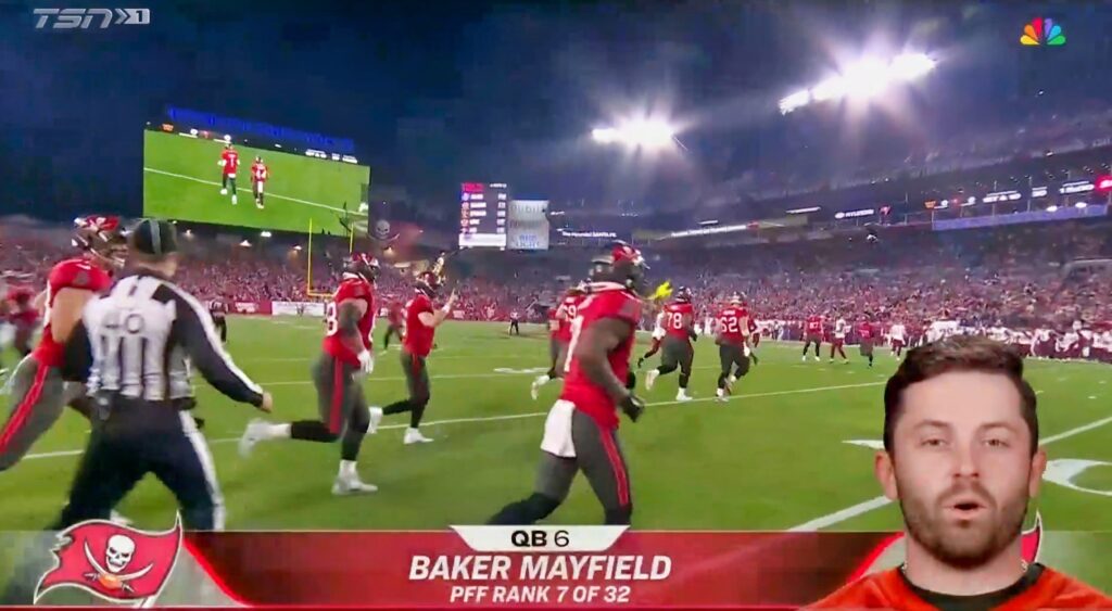 Buccaneers player intros during Sunday Night Football.