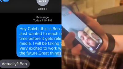 Photos of Caleb Williams messaging and FaceTiming fans