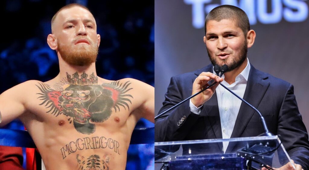 Khabib Nurmagomedov's team hits back at Conor McGregor with a scathing comment after his double champ post, reigniting the rivalry