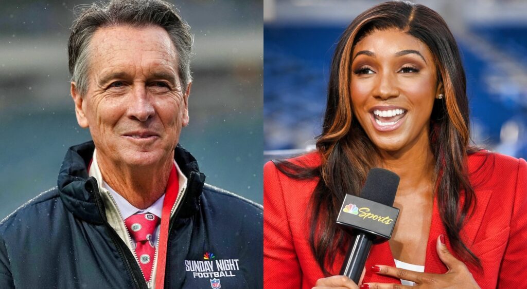 Photos of Cris Collinsworth and Maria Taylor smiling