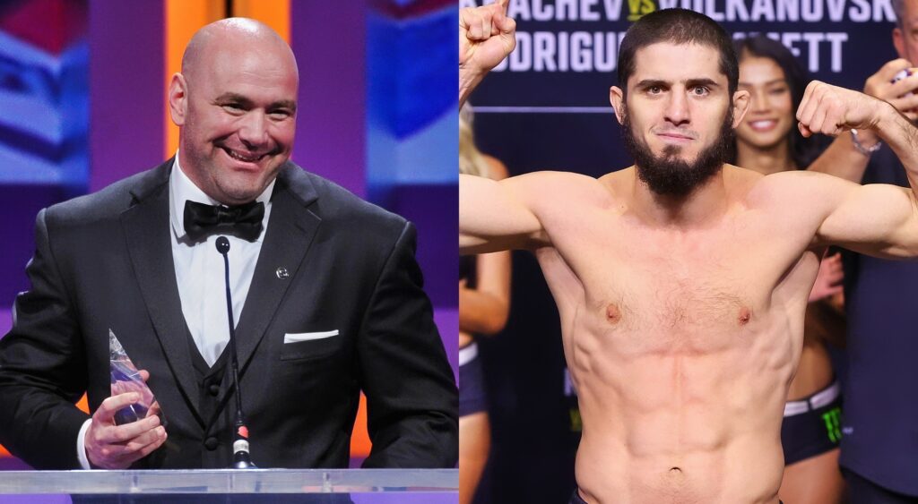 Dana White gives a sly response when asked about Islam Makhachev moving up to 185 lbs, leaving fans speculating on his next move