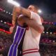 DeMar DeRozan and Lonzo Ball hugging