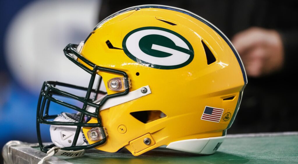 Green Bay Packers helmet shown on ground. Jaire Alexander seemingly doesn't want to play for the team again.