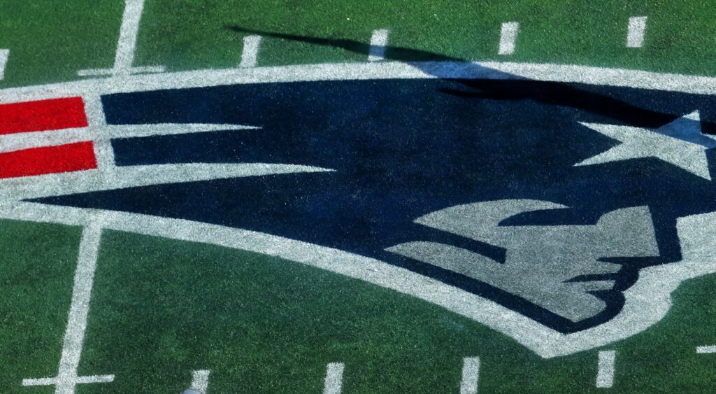 New England Patriots logo on field